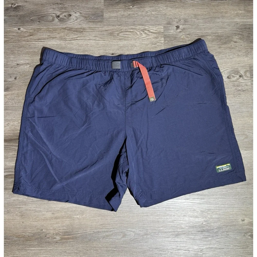L.L.Bean Swim Trunks Mens XXL Navy Blue Lined Beach Shorts Drawstring Mesh Liner